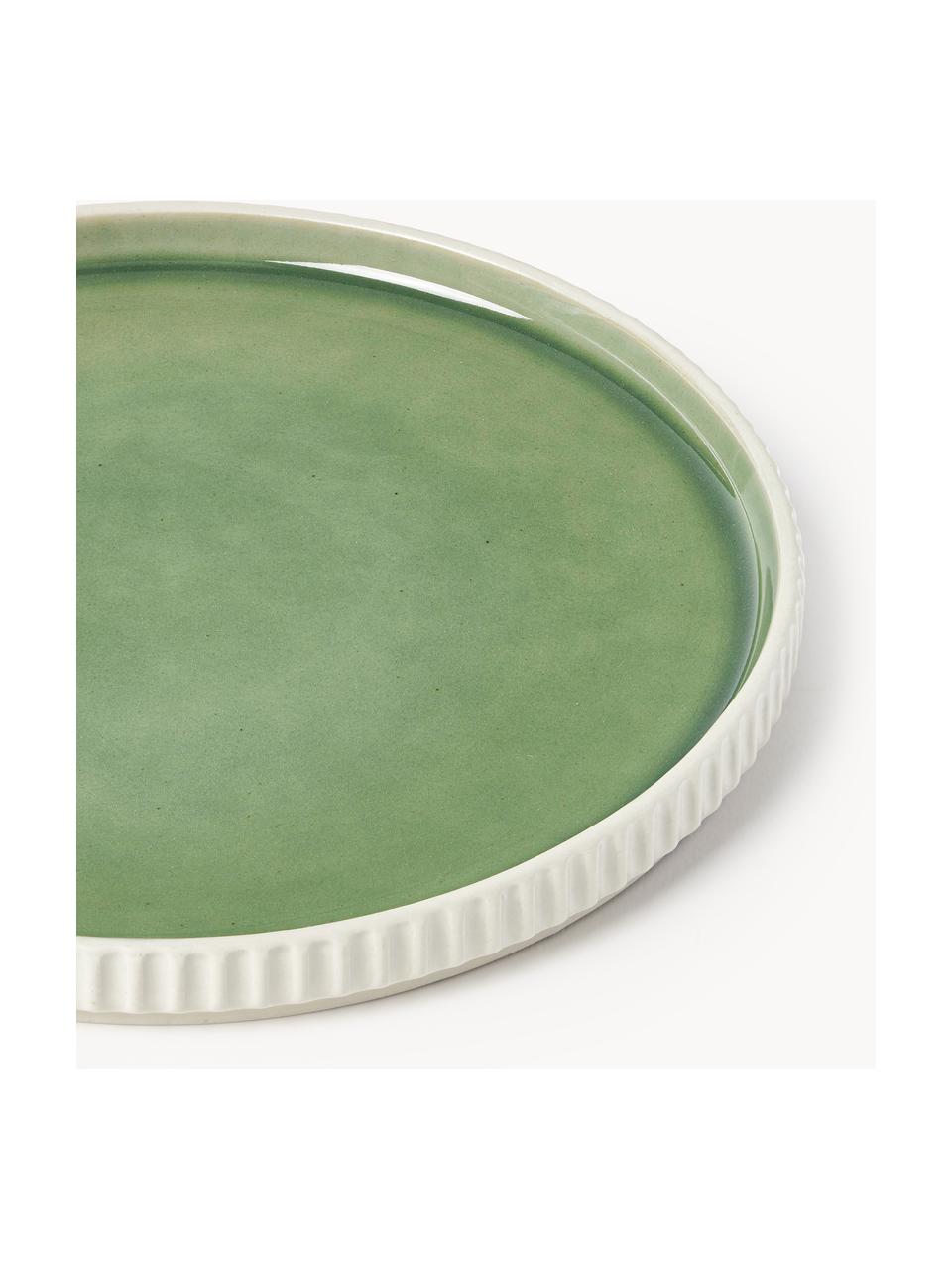 Snídaňové talíře Bora, 4 ks, Glazovaná kamenina, Světle zelená, světle béžová, Ø 21 cm