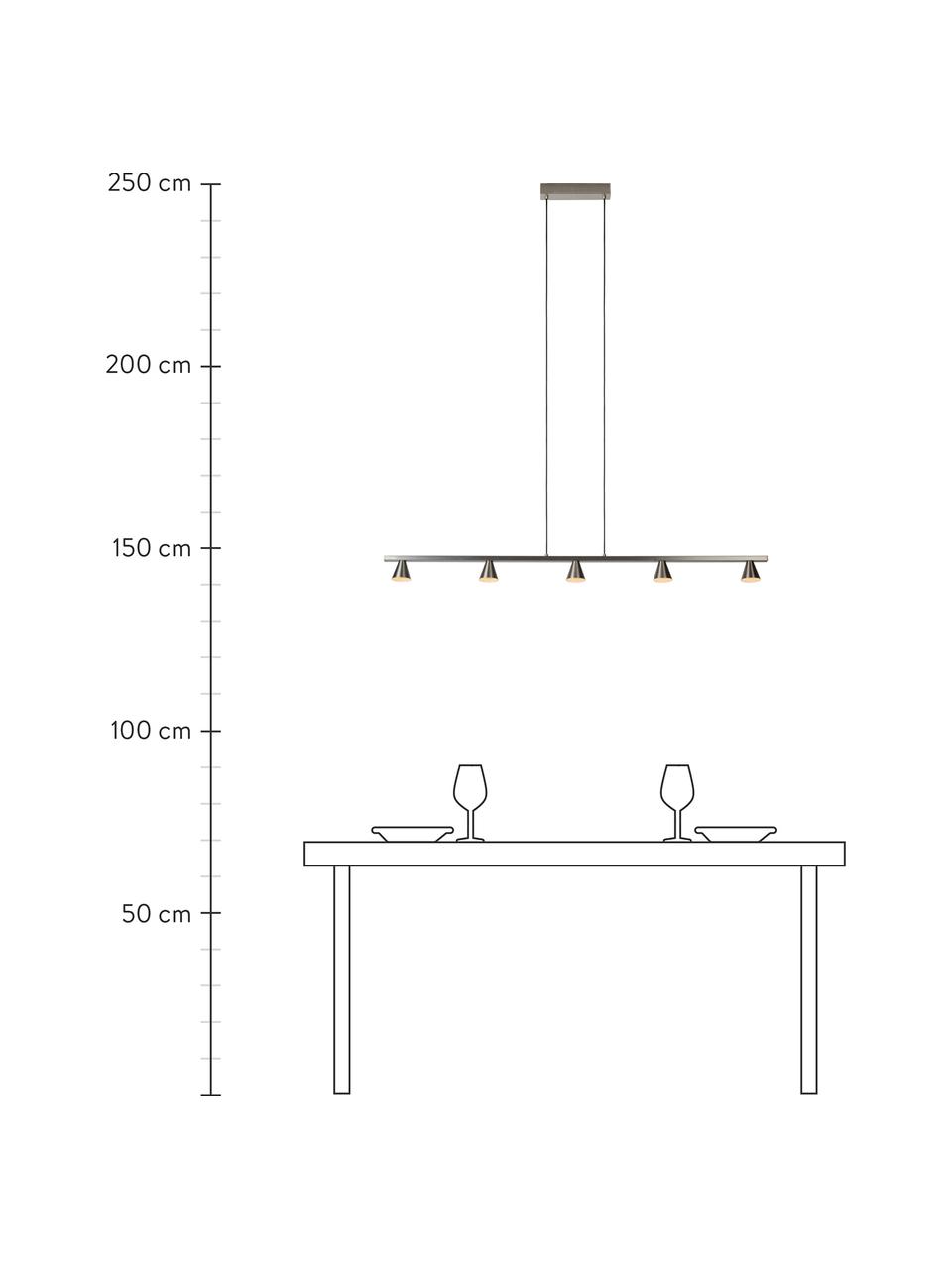 Große LED-Pendelleuchte Delano, Baldachin: Aluminium, Silberfarben, matt, 118 x 6 cm