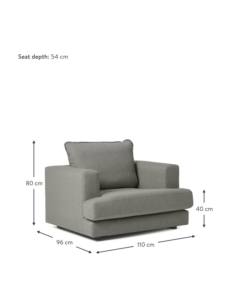 Poltrona Tribeca, Rivestimento: 100% poliestere Il rivest, Struttura: legno di pino massiccio, Gambe: legno massiccio di faggio, Tessuto grigio scuro, Larg. 110 x Prof. 96 cm