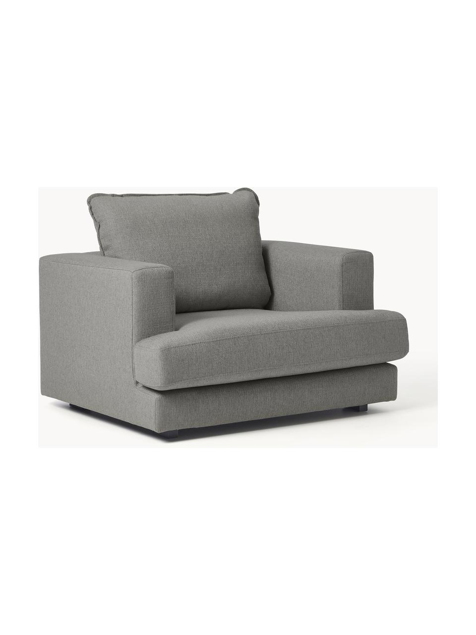 Fauteuil Tribeca, Bekleding: 100% polyester Met 23.000, Frame: massief grenenhout, Poten: massief gelakt beukenhout, Geweven stof taupe, B 110 x H 96 cm