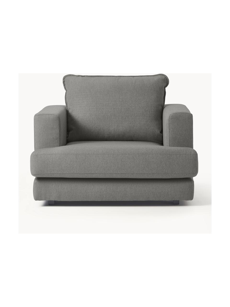 Fauteuil Tribeca, Bekleding: 100% polyester Met 23.000, Frame: massief grenenhout, Poten: massief gelakt beukenhout, Geweven stof taupe, B 110 x H 96 cm