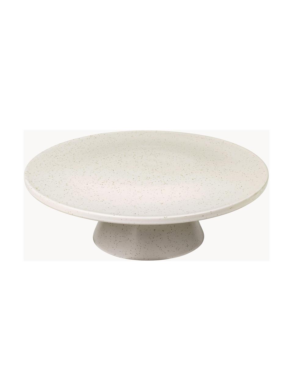 Ručně vyrobený kameninový dortový podnos Nordic Vanilla, Kamenina, Krémově bílá, tečky, Ø 30 cm, V 10 cm
