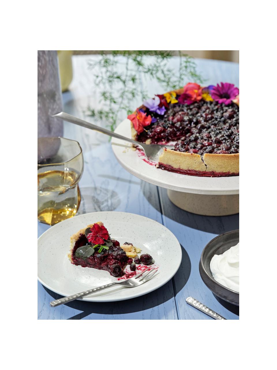 Handgemaakte taartplateau Nordic Vanilla, Keramiek, Gebroken wit, gespikkeld, Ø 30 x H 10 cm