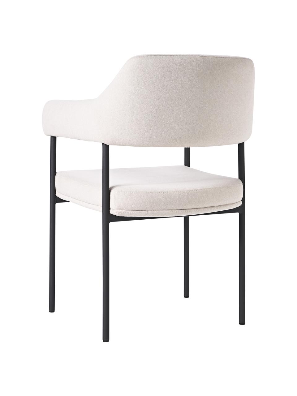 Chaise à accoudoirs rembourrée Zoe, Tissu beige, larg. 56 x prof. 62 cm