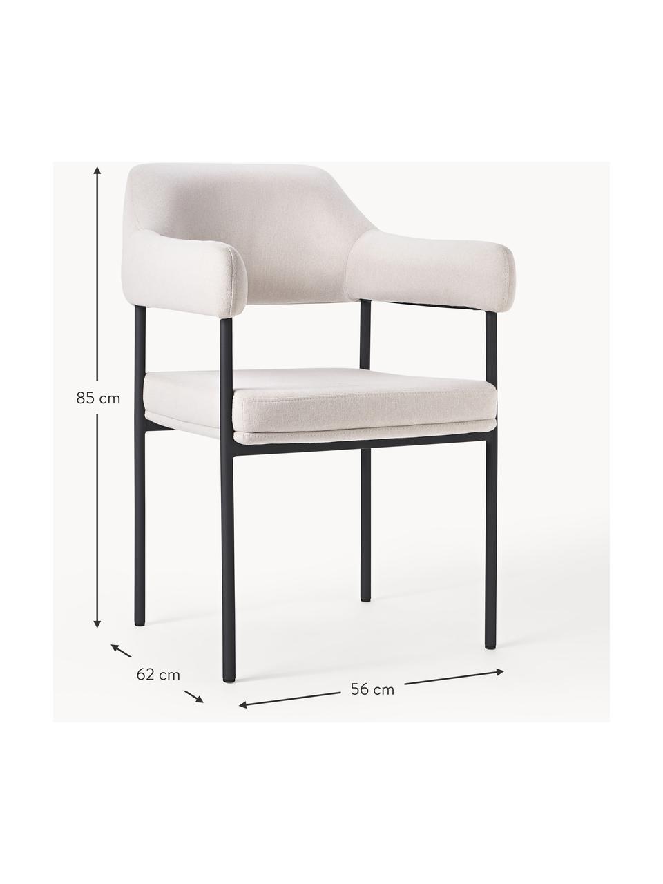 Gestoffeerde fauteuil Zoe, Bekleding: 100 % polyester Met 20.00, Frame: gepoedercoat metaal, Geweven stof crèmewit, B 56 x D 62 cm