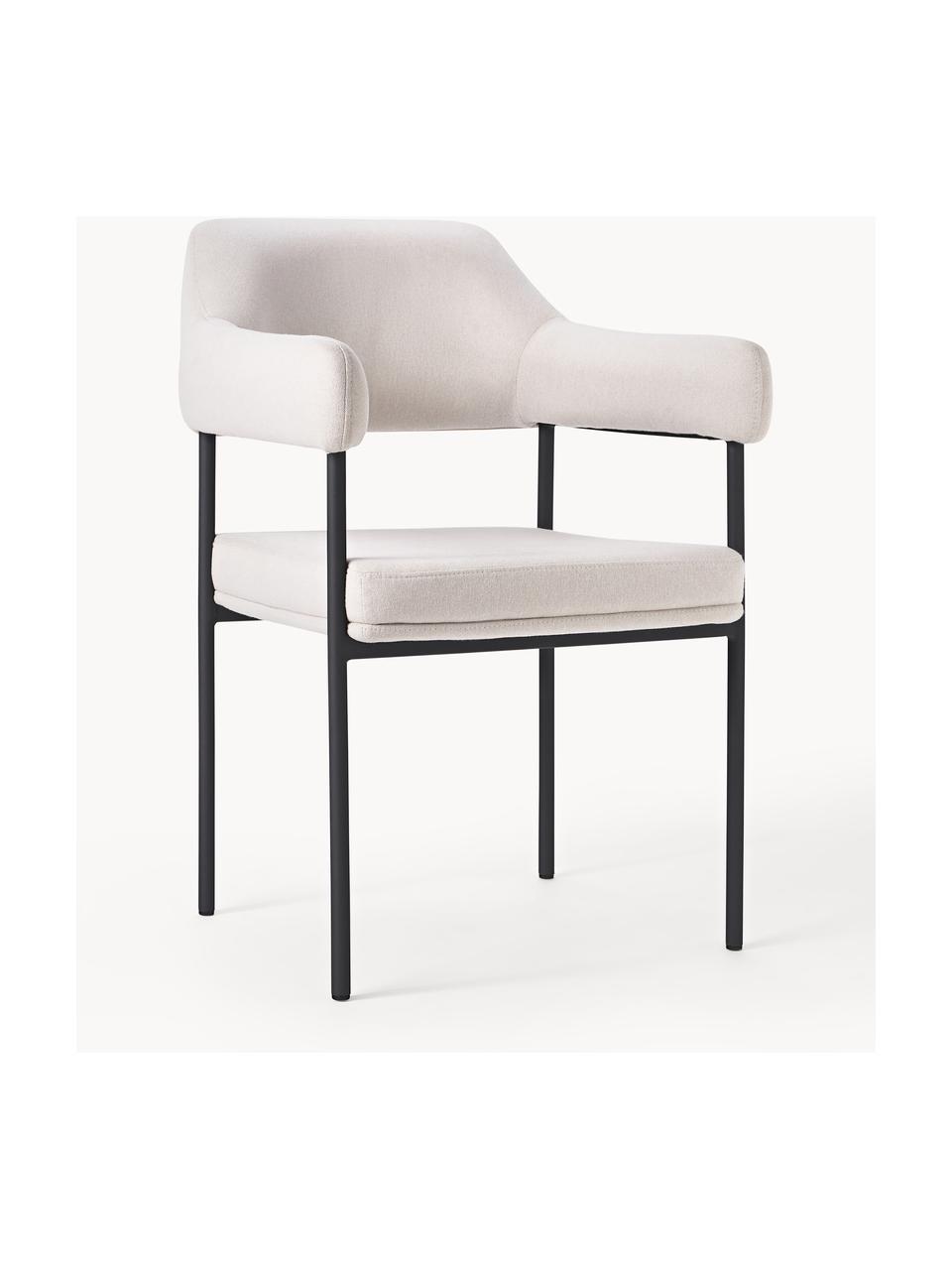 Gestoffeerde fauteuil Zoe, Bekleding: 100 % polyester Met 20.00, Frame: gepoedercoat metaal, Geweven stof crèmewit, B 56 x D 62 cm
