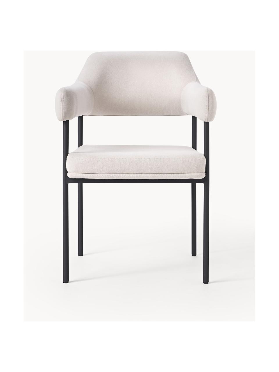Gestoffeerde fauteuil Zoe, Bekleding: 100 % polyester Met 20.00, Frame: gepoedercoat metaal, Geweven stof crèmewit, B 56 x D 62 cm