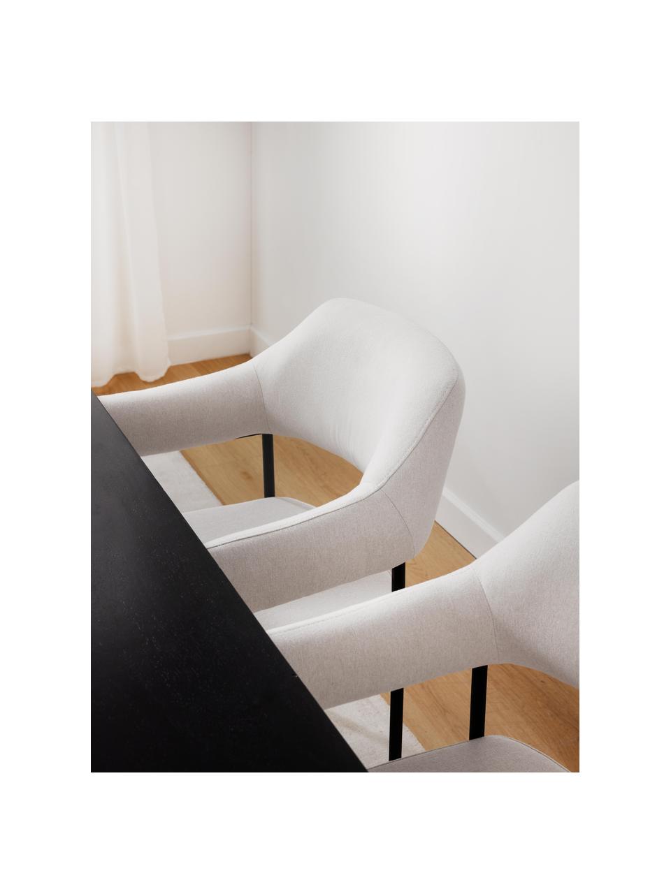 Gestoffeerde fauteuil Zoe, Bekleding: 100 % polyester Met 20.00, Frame: gepoedercoat metaal, Geweven stof crèmewit, B 56 x D 62 cm