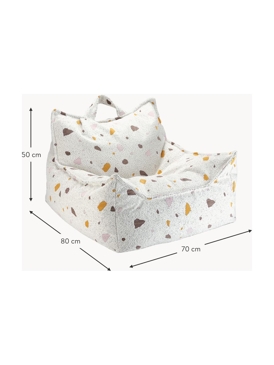 Handgefertigter Kinder-Sitzsack Sugar aus Bouclé, Bouclé Weiß, Terrazzo-Optik, B 70 x T 80 cm