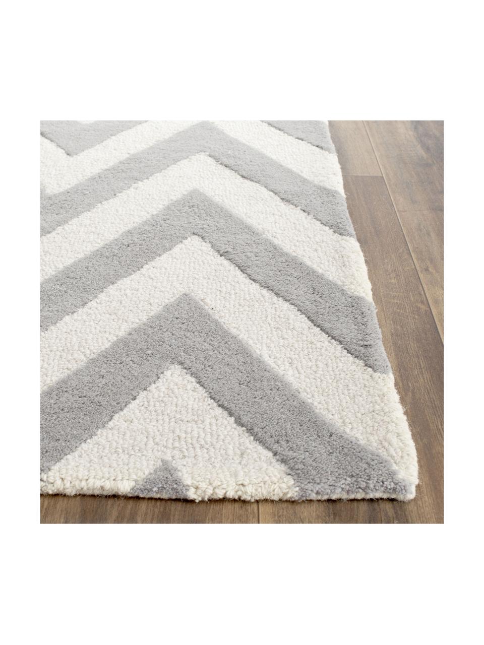 Ręcznie tuftowany dywan z wełny Sita, Szary, kremowy, 152 x 91 cm