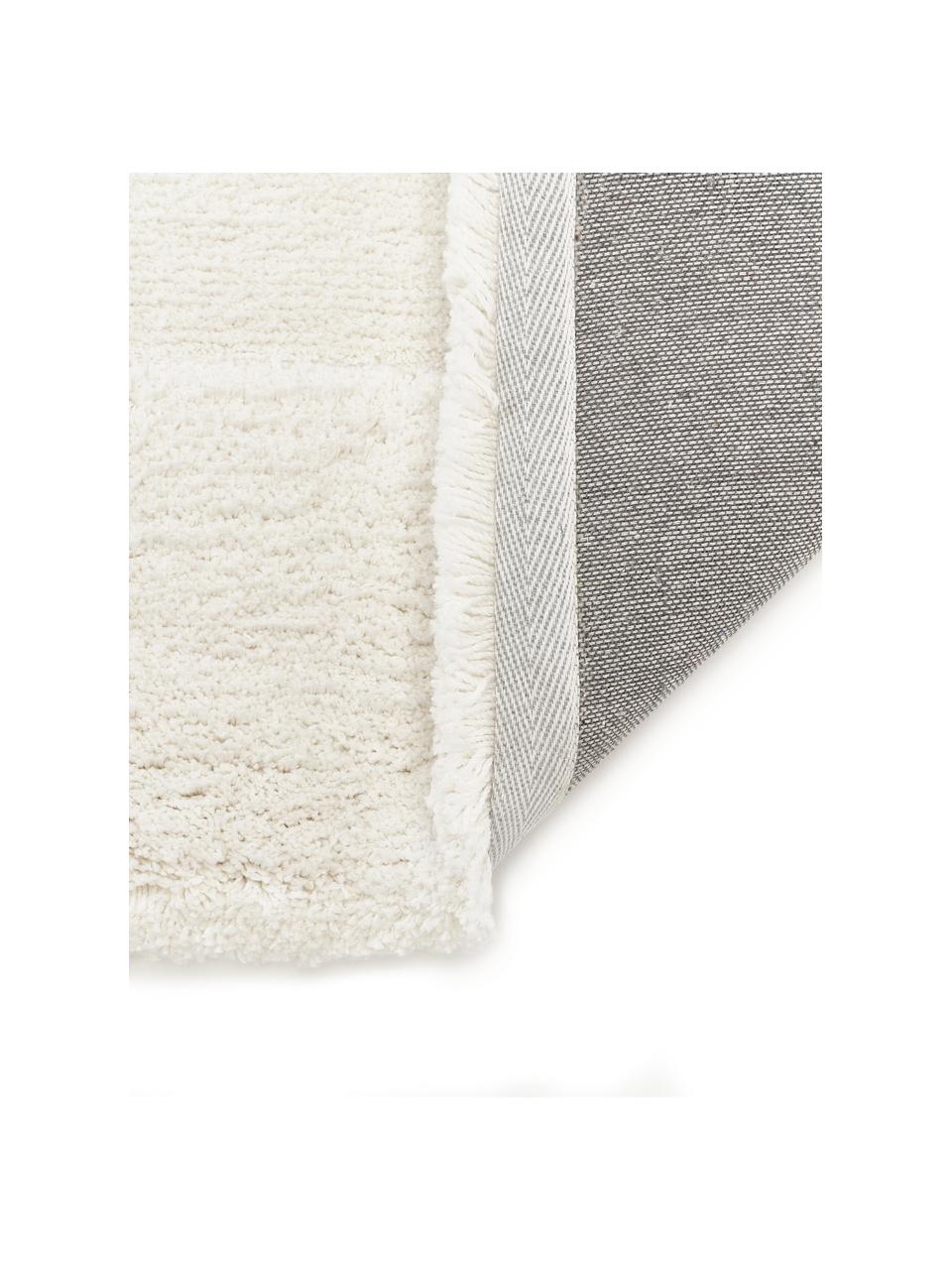 Alfombra de pelo largo texturizada Zion, Parte superior: 100% poliéster con certif, Reverso: 55% poliéster, 45% algodó, Blanco crema, An 120 x L 180 cm (Tamaño S)