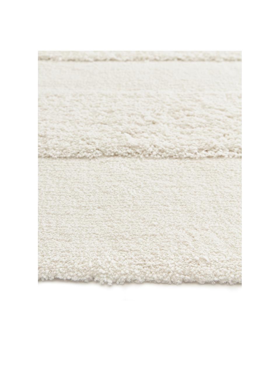 Flauschiger Hochflor-Teppich Zion mit erhabener Hoch-Tief-Struktur, Flor: Mikrofaser (100 % Polyest, Cremeweiß, B 80 x L 150 cm (Größe XS)