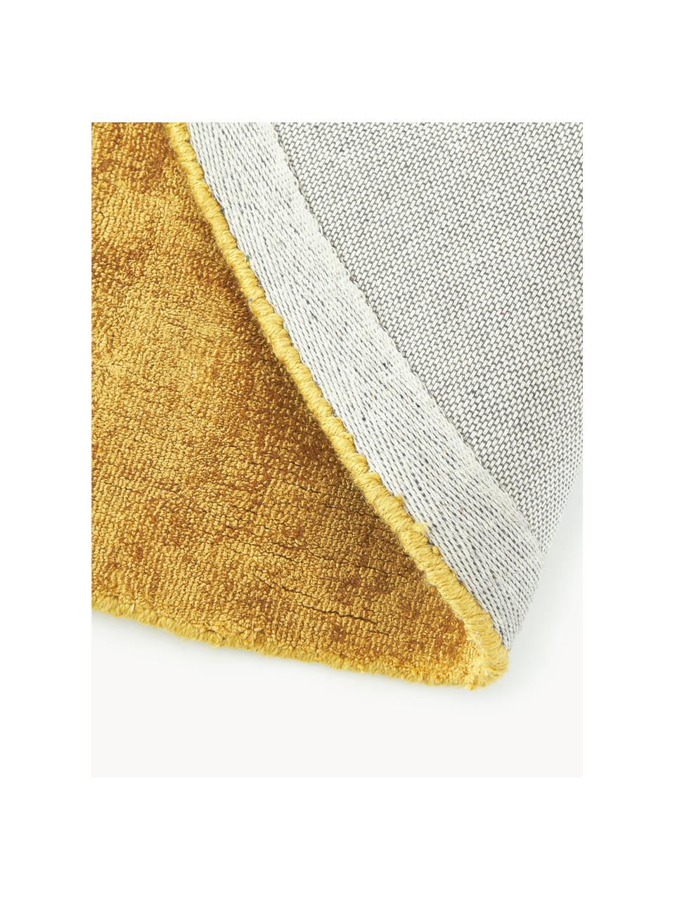 Tapis rond en viscose tissé main Jane, Jaune soleil, Ø 115 cm (taille S)