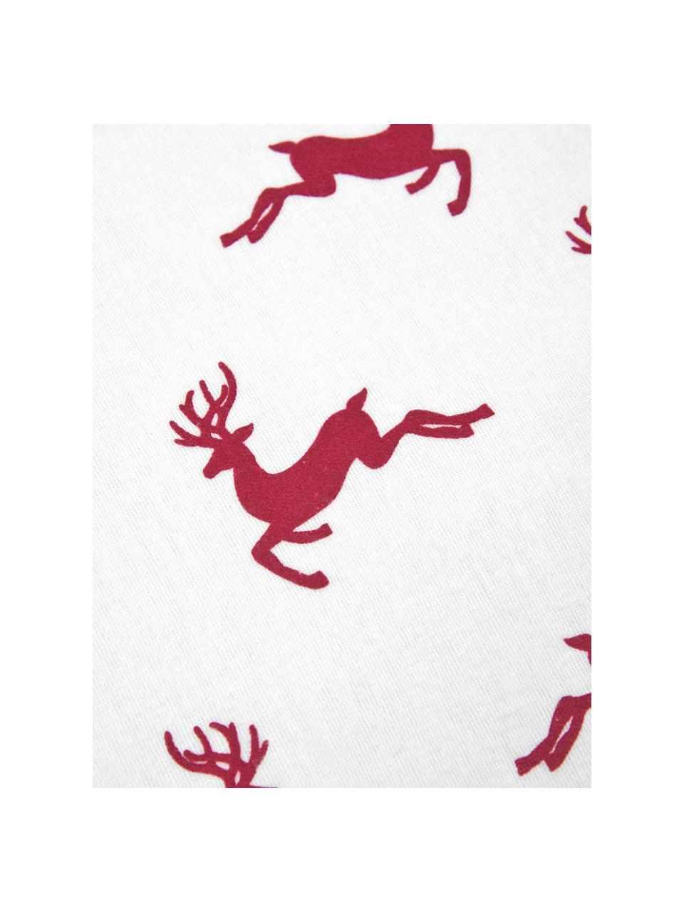 Flanell-Bettdeckenbezug Rudolph mit Rentieren, Webart: Flanell Flanell ist ein s, Rot, Weiss, 160 x 210 cm