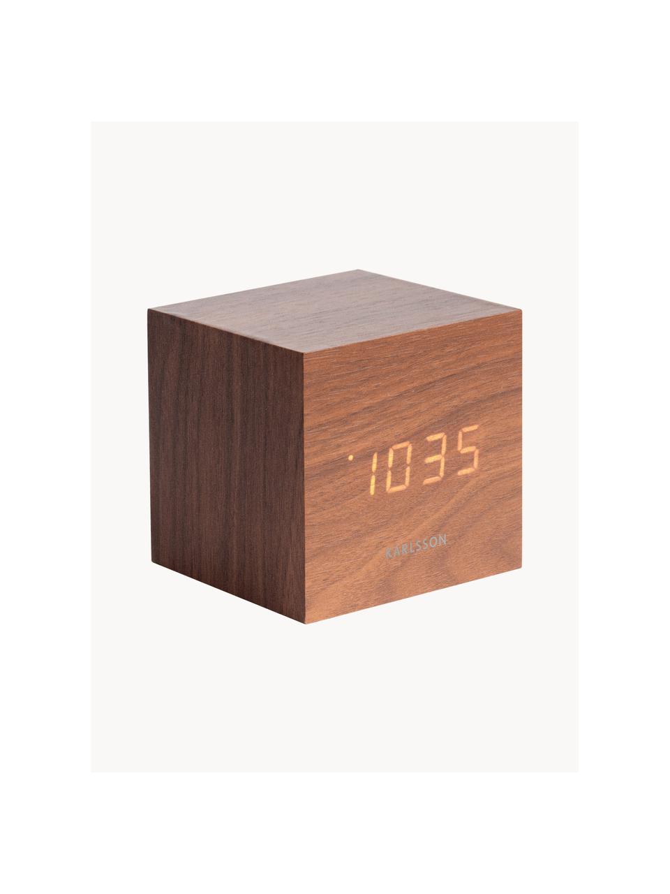 LED-Wecker Cube mit USB-Anschluss, Holzfurnier, Holz, B 8 x H 8 cm