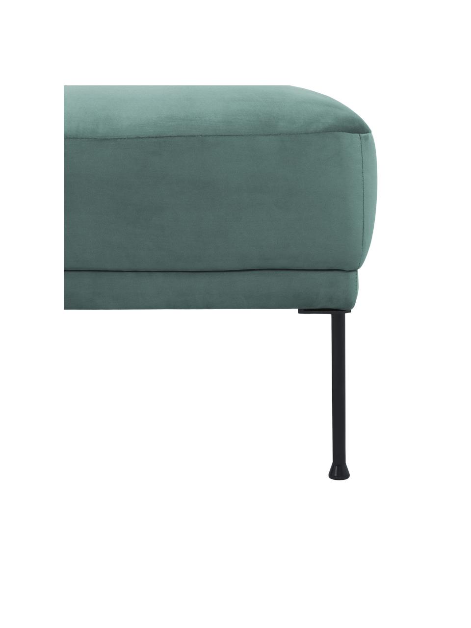 Poggiapiedi da divano in velluto con piedini in metallo Fluente, Rivestimento: velluto (copertura in pol, Struttura: legno di pino massiccio, , Piedini: metallo verniciato a polv, Velluto verde chiaro, Larg. 62 x Alt. 46 cm
