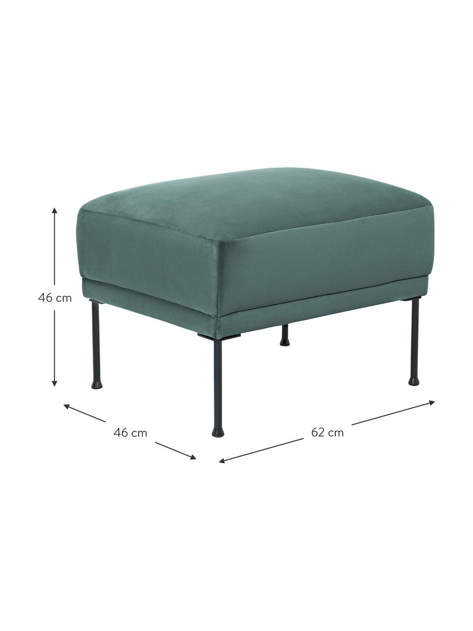 Sofa-Hocker Fluente aus Samt, Bezug: Samt (Hochwertiger Polyes, Gestell: Massives Kiefernholz, FSC, Füße: Metall, pulverbeschichtet, Samt Petrol, B 62 x T 50 cm
