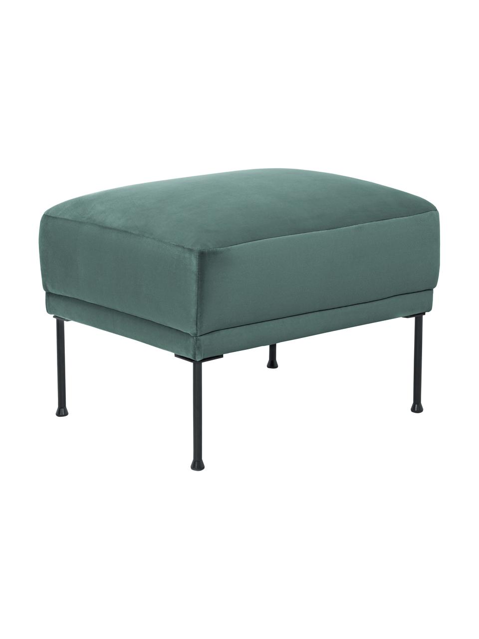 Poggiapiedi da divano in velluto con piedini in metallo Fluente, Rivestimento: velluto (copertura in pol, Struttura: legno di pino massiccio, , Piedini: metallo verniciato a polv, Velluto verde chiaro, Larg. 62 x Alt. 46 cm