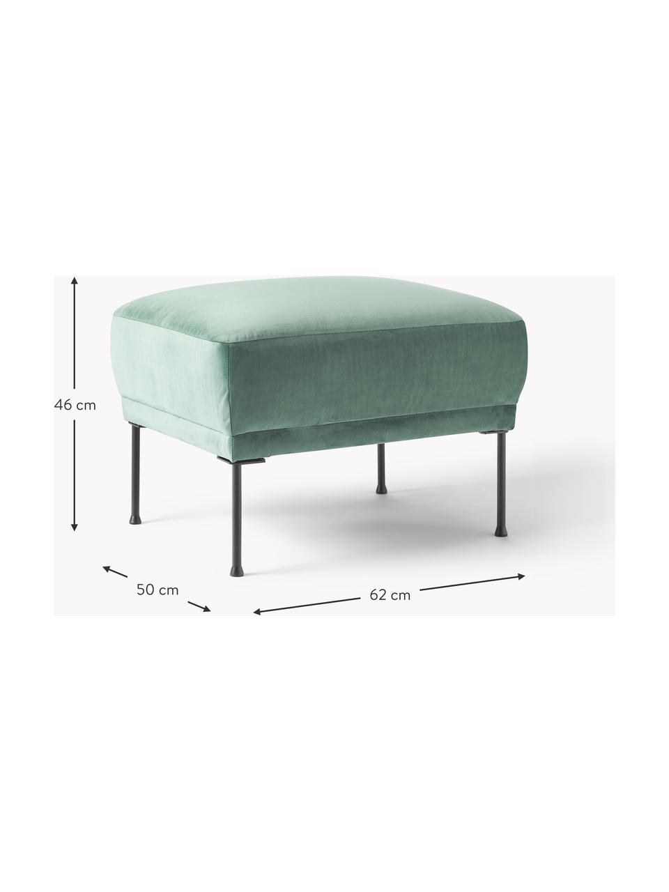 Sofa-Hocker Fluente aus Samt, Bezug: Samt (Hochwertiger Polyes, Gestell: Massives Kiefernholz, Füße: Metall, pulverbeschichtet, Samt Petrol, B 62 x T 50 cm