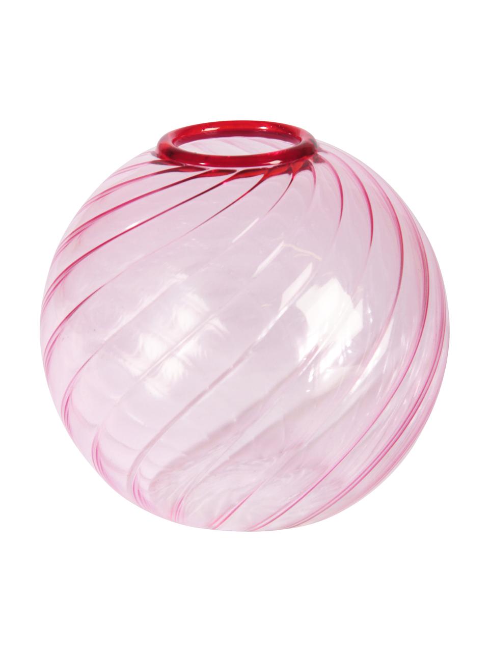 Kleine glazen vaas Spiral in roze, Glas, Roze, Ø 9 x H 9 cm