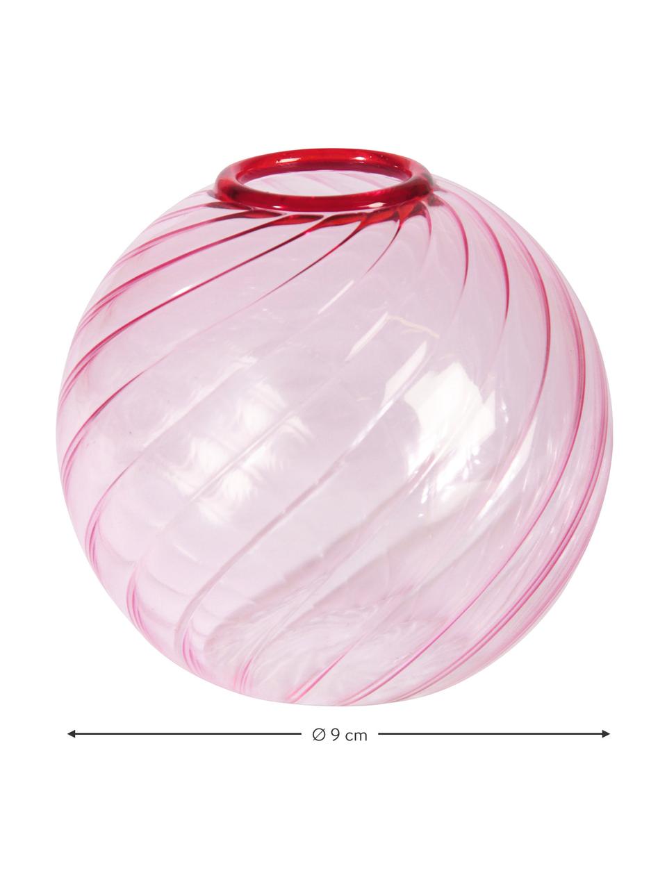 Kleine Glasvase Spiral in Rosa, Glas, Rosa, Ø 9 cm, H 9 cm