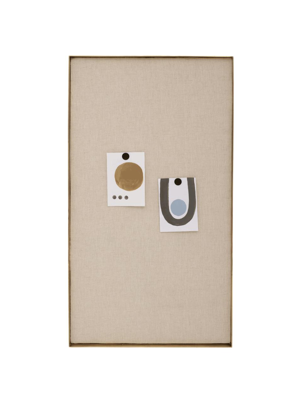 Pinboard Memories met metalen frame, Lijst: gecoat metaal, Goudkleurig, beige, B 45 x H 80 cm