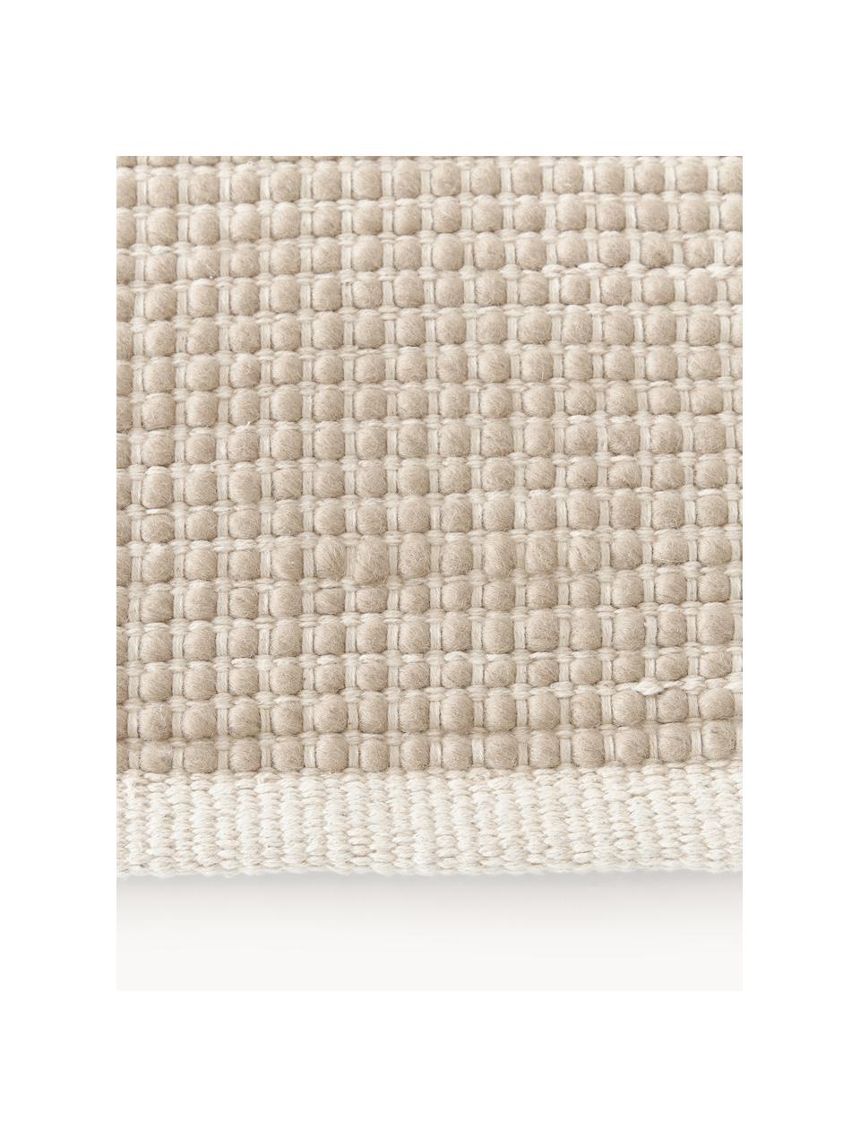 Handgewebter Wollteppich Amaro, Flor: 67 % Wolle, 33 % Baumwoll, Hellbeige, B 80 x L 150 cm (Grösse XS)