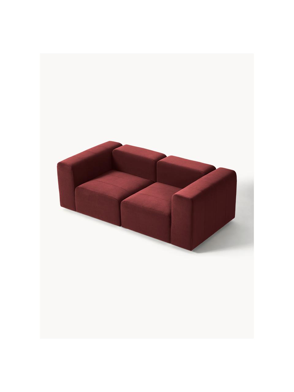 Sofá modular de terciopelo Lena (3 plazas), Tapizado: terciopelo (100% poliéste, Estructura: madera de pino, contracha, Patas: plástico., Terciopelo rojo vino, An 209 x F 106 cm