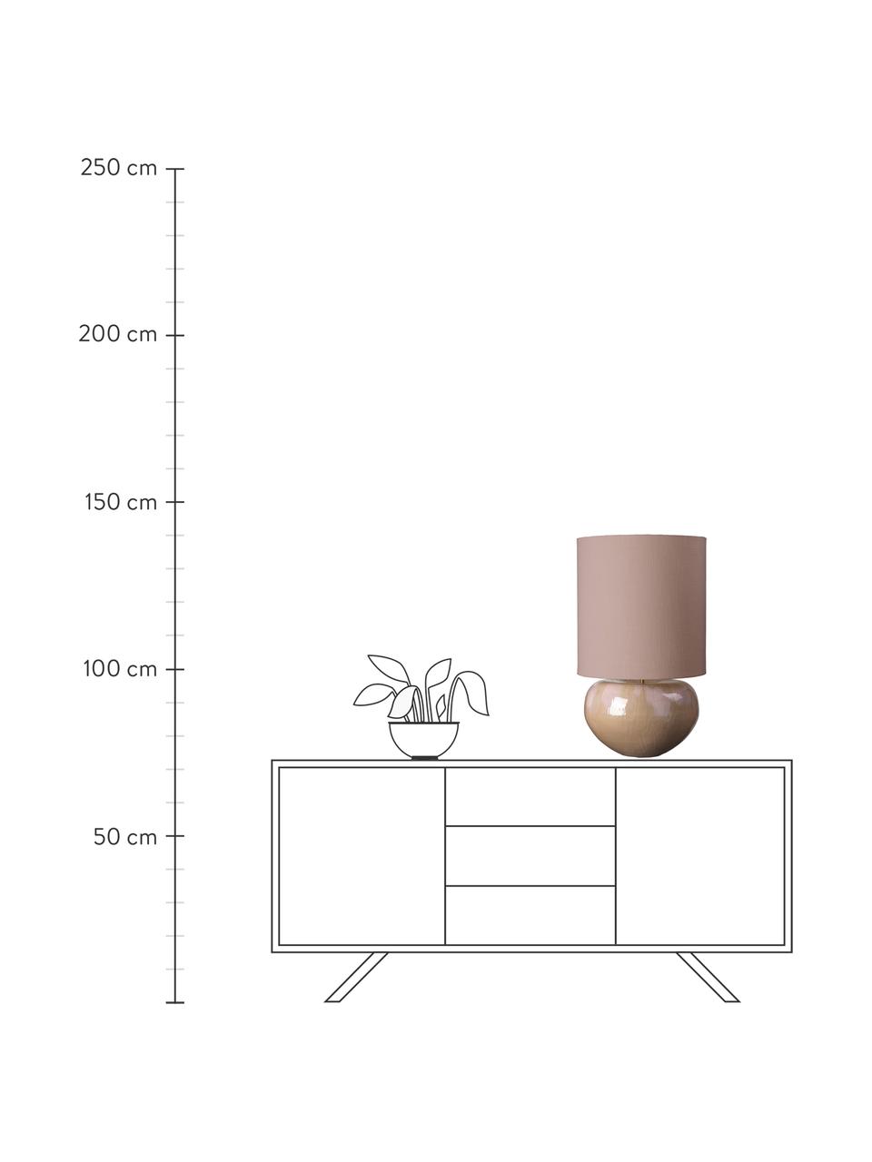 Lampada da tavolo grande color taupe Ena, Paralume: tessuto, Base della lampada: alluminio rivestito, Beige, Ø 40 x Alt. 68 cm