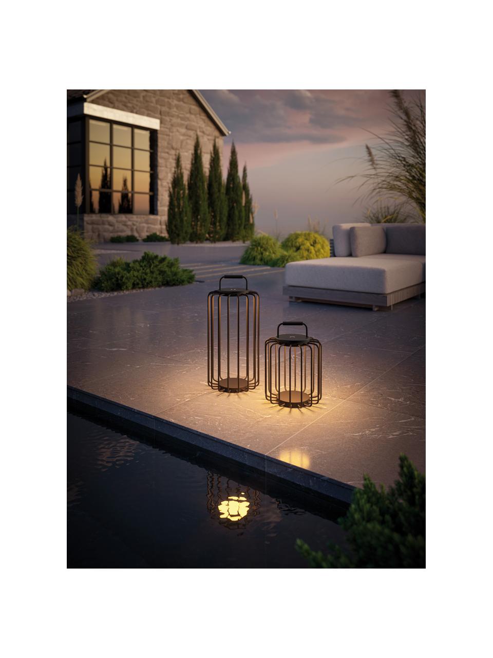 Mobiele outdoor LED tafellamp Bangkok, dimbaar, Lamp: gecoat aluminium, Zwart, Ø 23 x H 50 cm