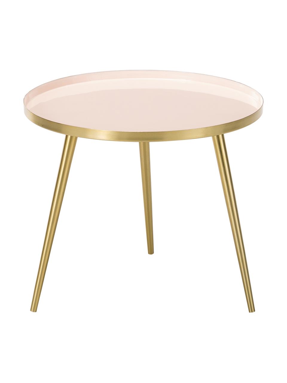 Runder mesa auxiliar Amalia aus metal, Tablero: , Parte superior: metal, esmaltado, Rosa pálido, dorado, Ø 50 x Al 42 cm