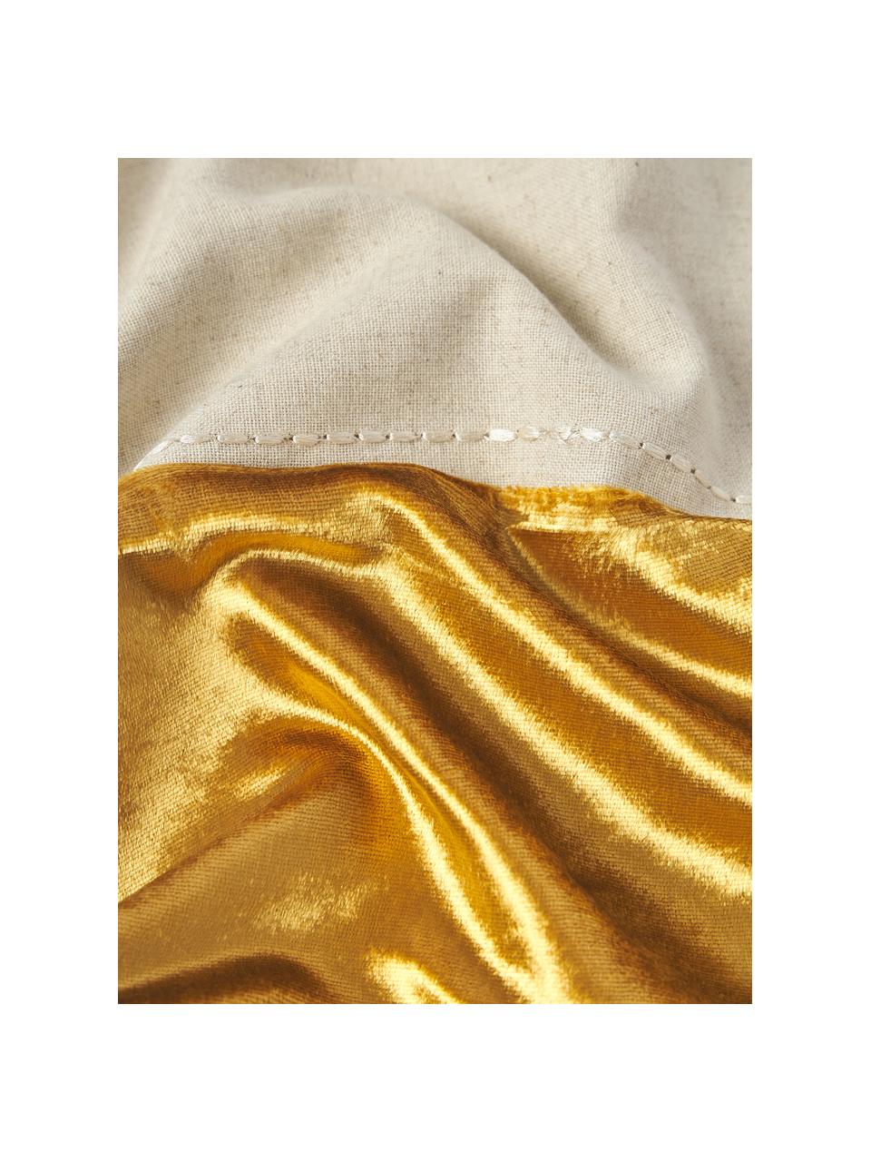 Housse de coussin brodée avec détails décoratifs en velours Farah, Couleur dorée, beige, larg. 30 x long. 50 cm