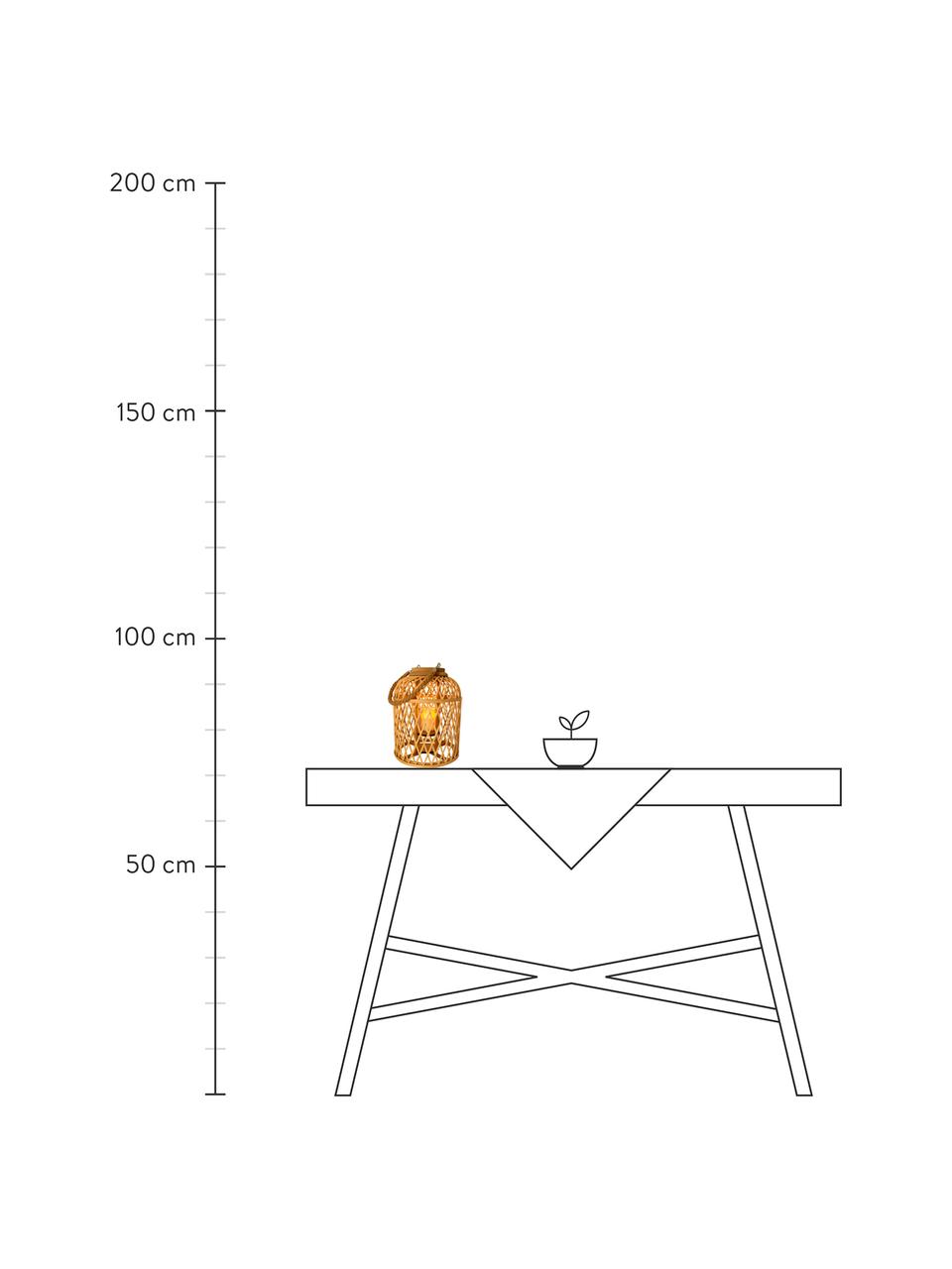 Solarna świeca LED z kloszem z drewna bambusowego Korab, Jasny brązowy, Ø 23 x W 29 cm