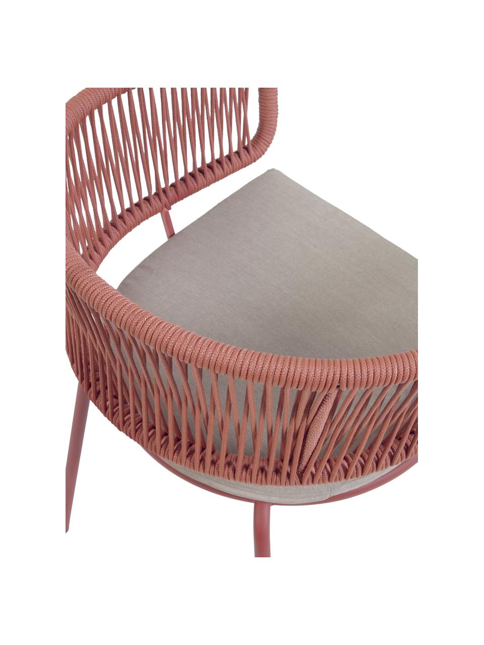 Zahradní židle s výpletem Nadin, Starorůžová, Š 58 cm, H 48 cm