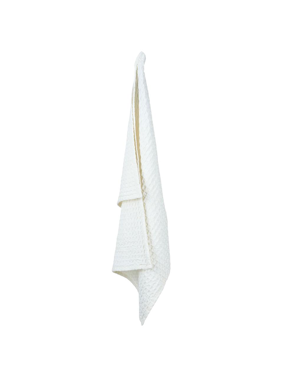 Paños de cocina con estructura gofre de algodón Wanda, 2 uds., Algodón orgánico, Blanco, An 50 x L 70 cm