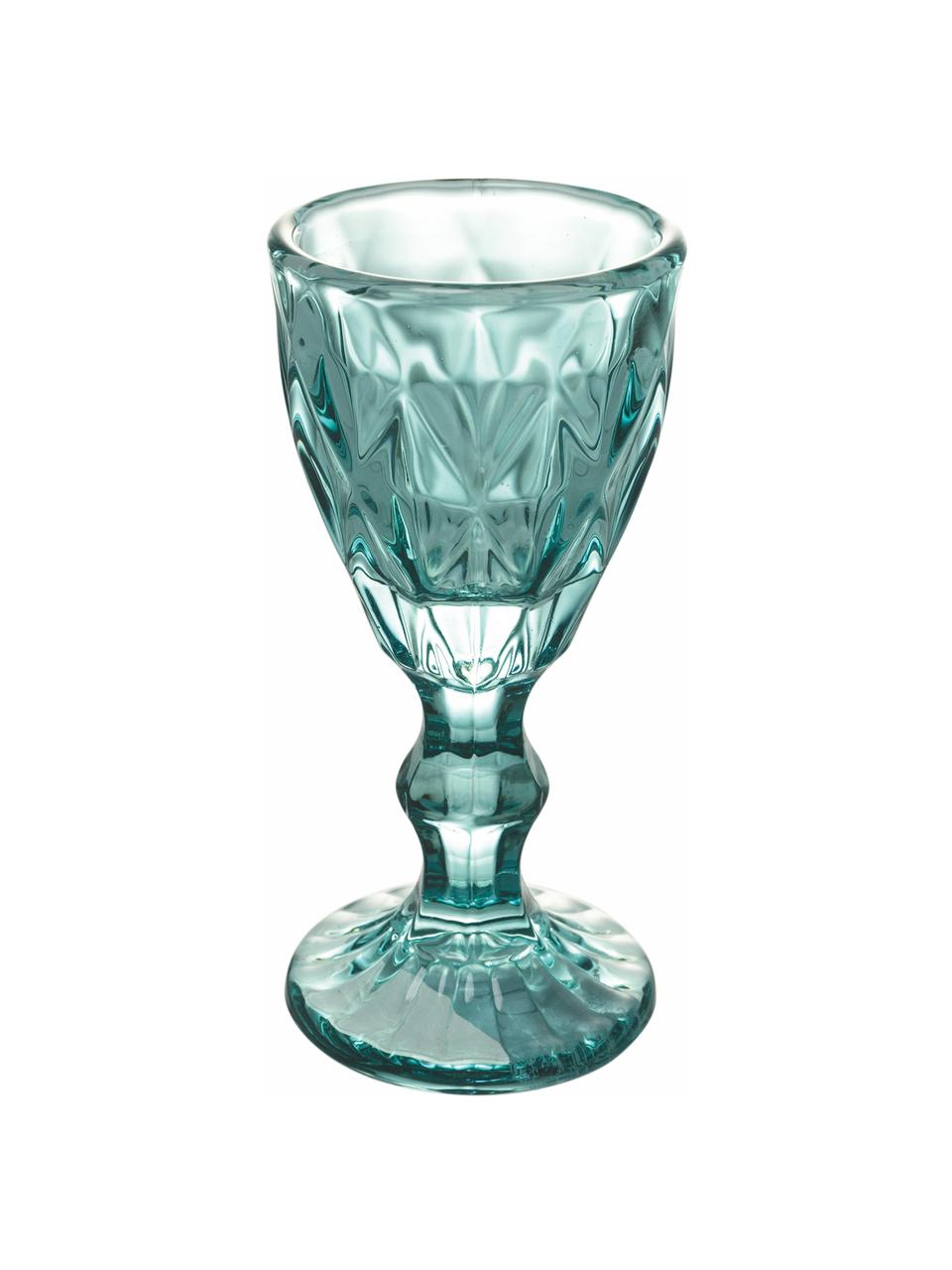 Borrelglaasjes Shades met structuurpatroon, set van 6, Glas, Blauwtinten, Ø 5 x H 11 cm