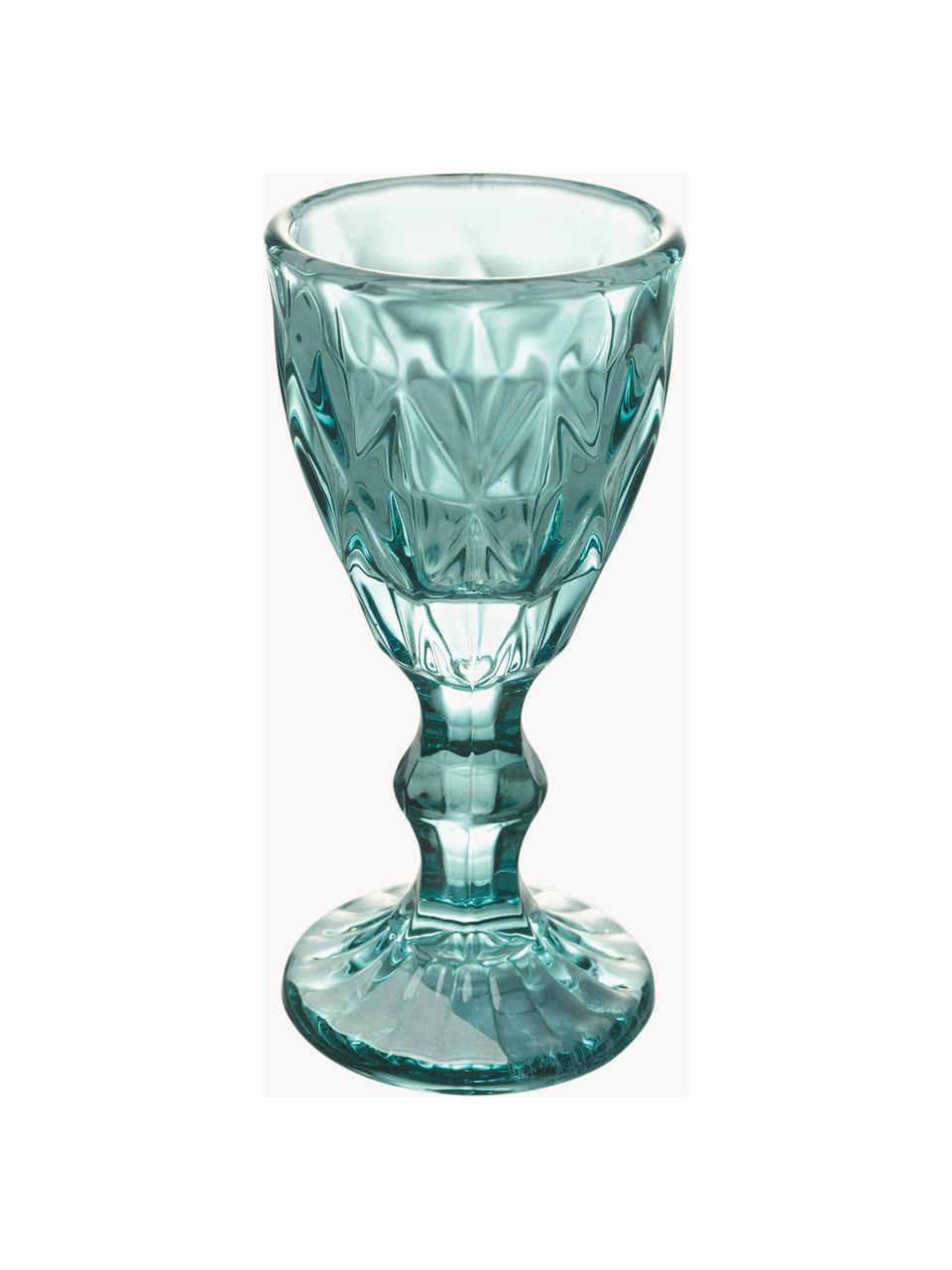 Borrelglaasjes Shades met structuurpatroon, set van 6, Glas, Blauw- en turquoise tinten, transparant, Ø 5 x H 11 cm, 45 ml