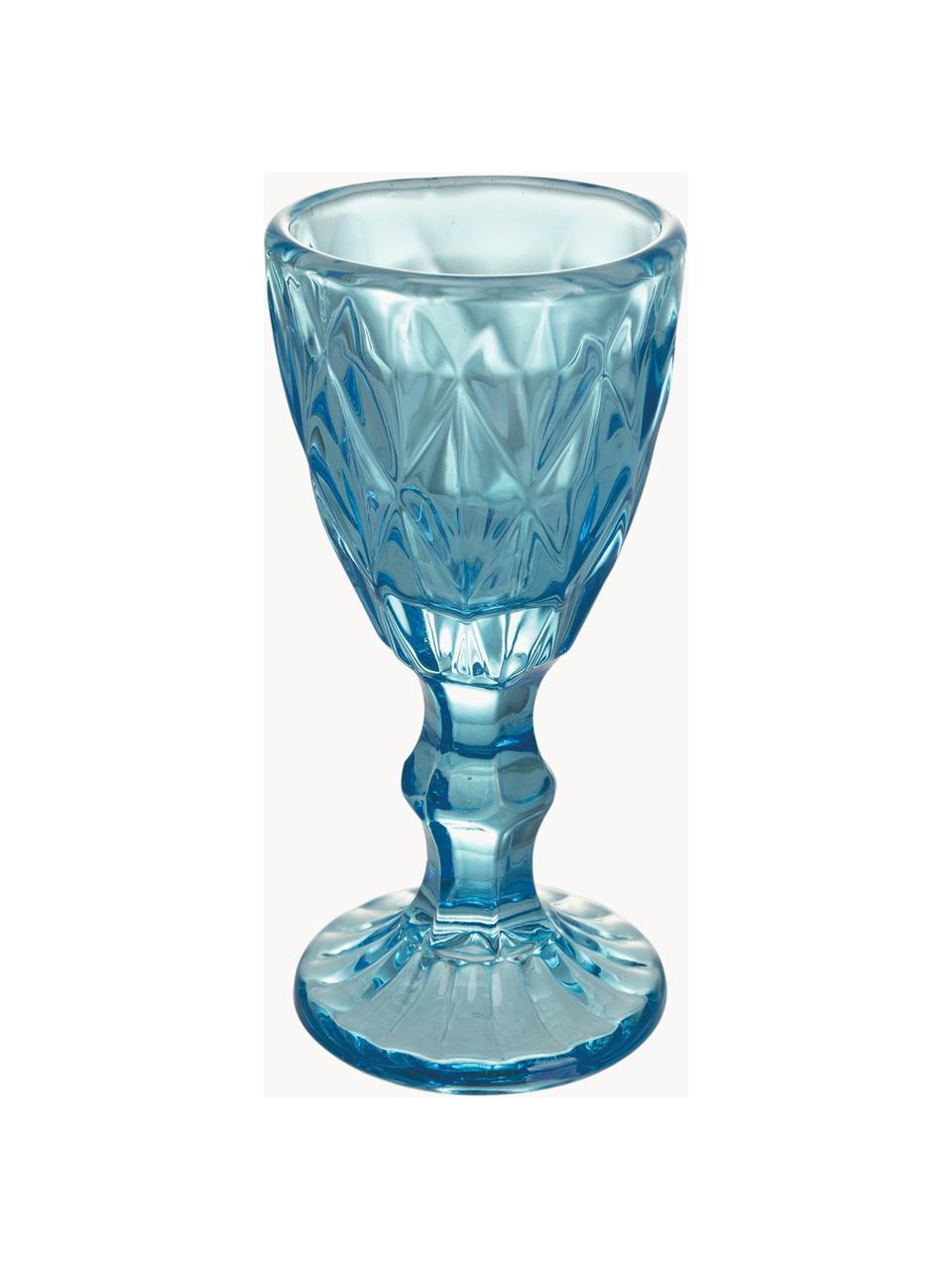 Borrelglaasjes Shades met structuurpatroon, set van 6, Glas, Blauw- en turquoise tinten, transparant, Ø 5 x H 11 cm, 45 ml