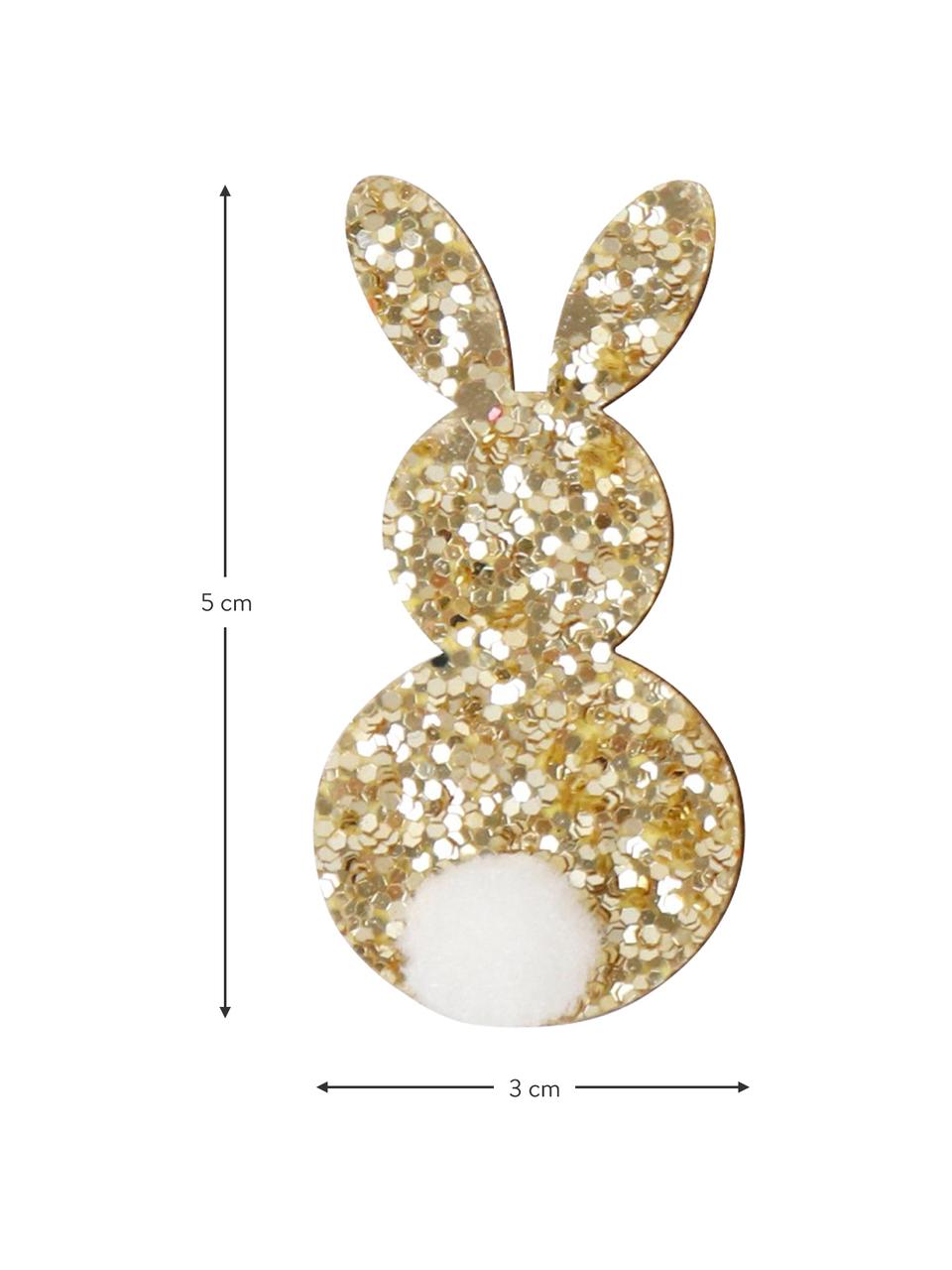Deko-Clips-Set Glitzer Hasen, 8-tlg., Holz, Kunststoff, Goldfarben, Silberfarben, Weiß, Schwarz, B 3 x H 5 cm
