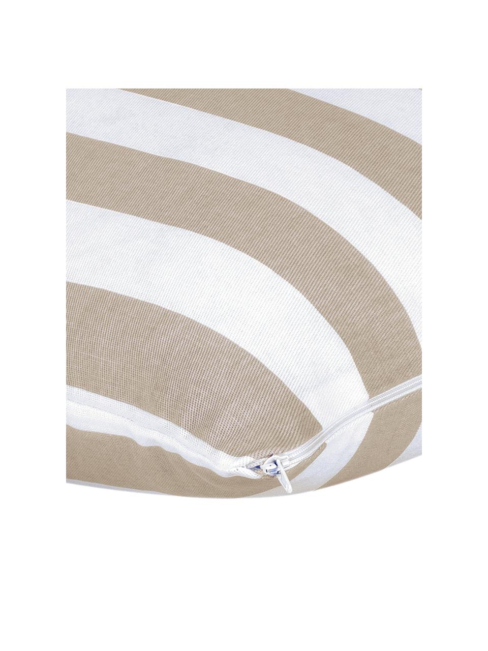 Gestreepte kussenhoes Timon in beige/wit, 100% katoen, Taupe, wit, B 45 x L 45 cm