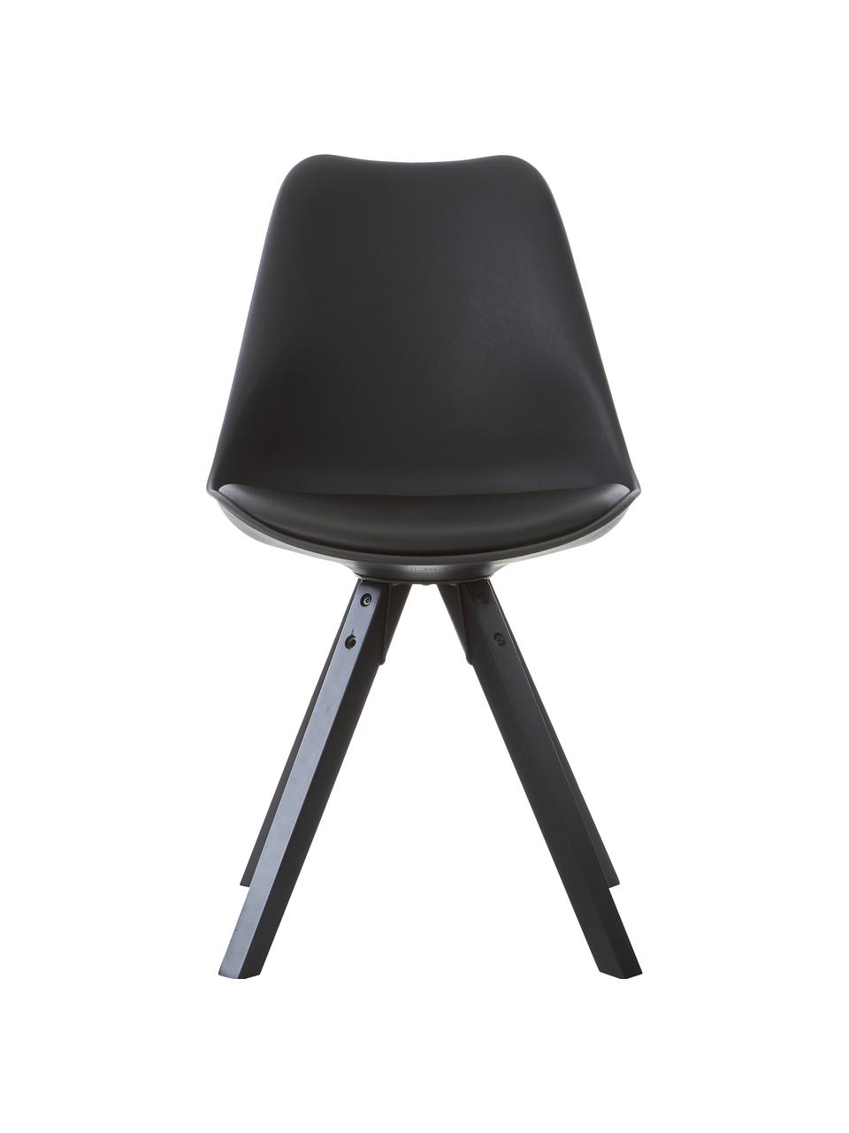 Gestoffeerde stoelen Elin, 2 stuks, Bekleding: imitatieleer (100% polyur, Poten: gelakt rubberhout, Zwart, 49 x 85 cm
