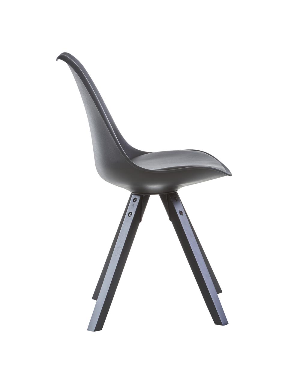 Sillas tapizadas Elin, 2 uds., Asiento: plástico, Tapizado: piel sintética (100% poli, Patas: madera de caucho, pintado, Negro, An 49 x Al 85 cm