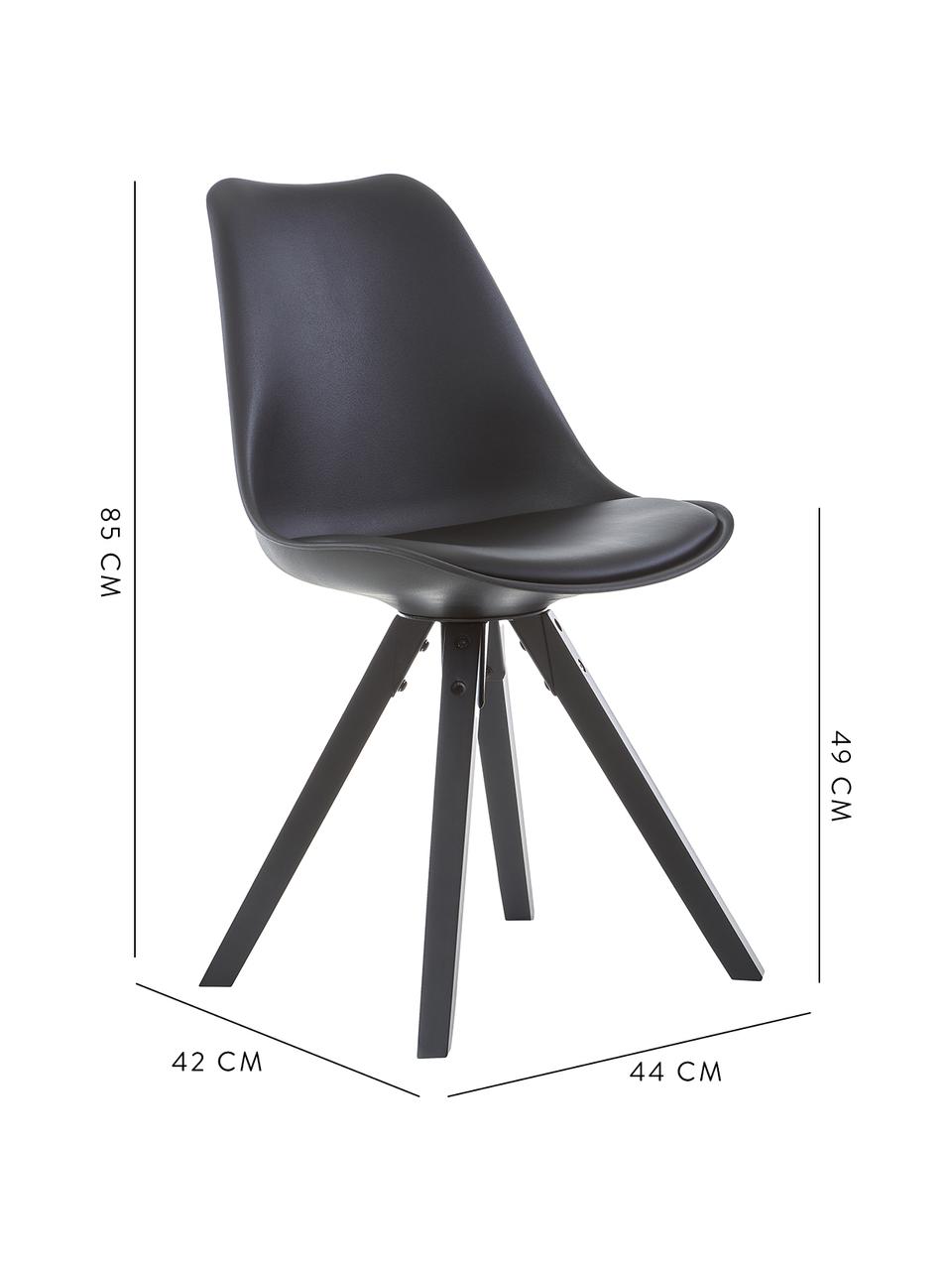 Gestoffeerde stoelen Elin, 2 stuks, Bekleding: imitatieleer (100% polyur, Poten: gelakt rubberhout, Zwart, 49 x 85 cm