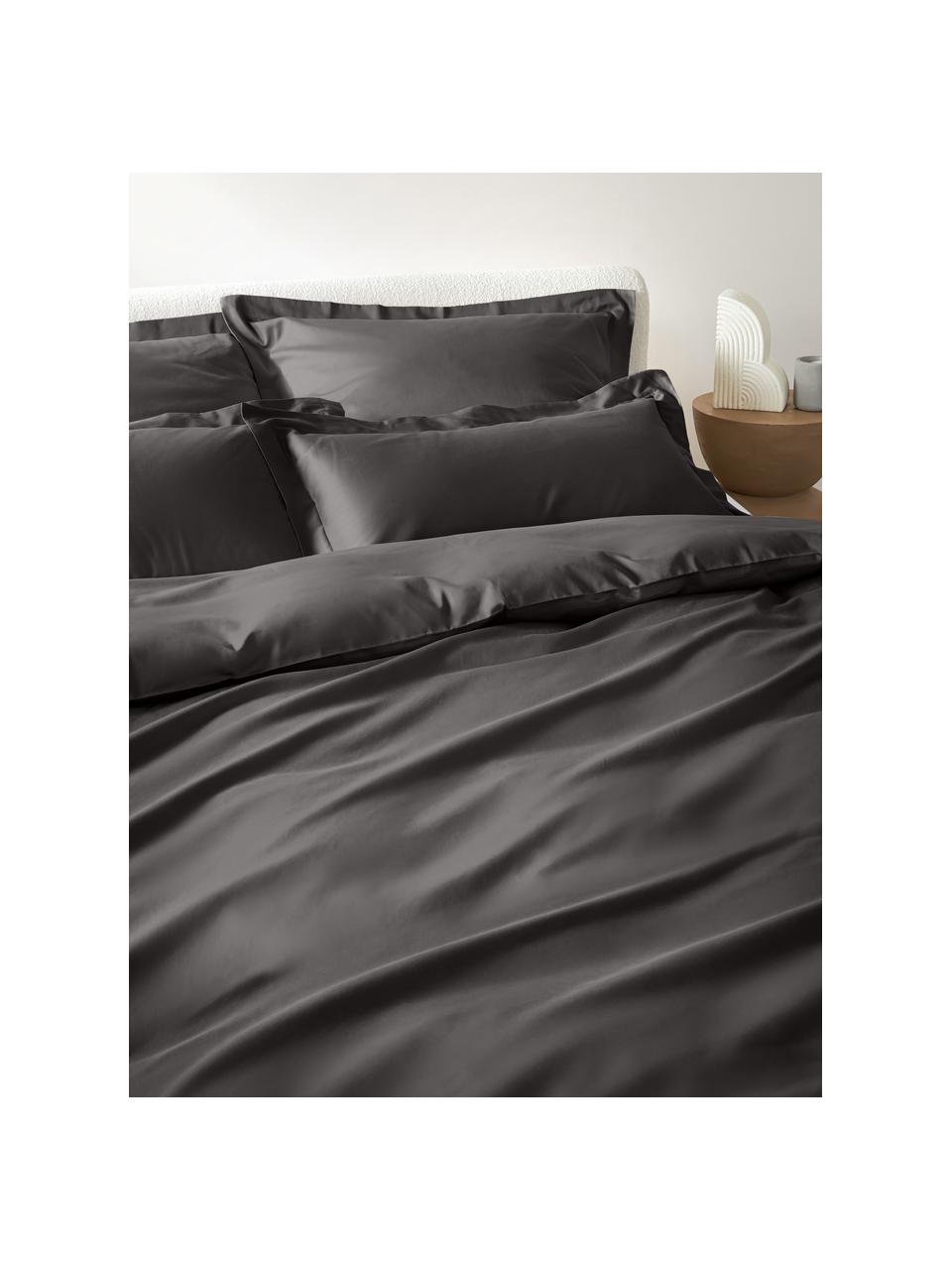 Funda de almohada de satén Premium, Gris oscuro, An 45 x L 110 cm