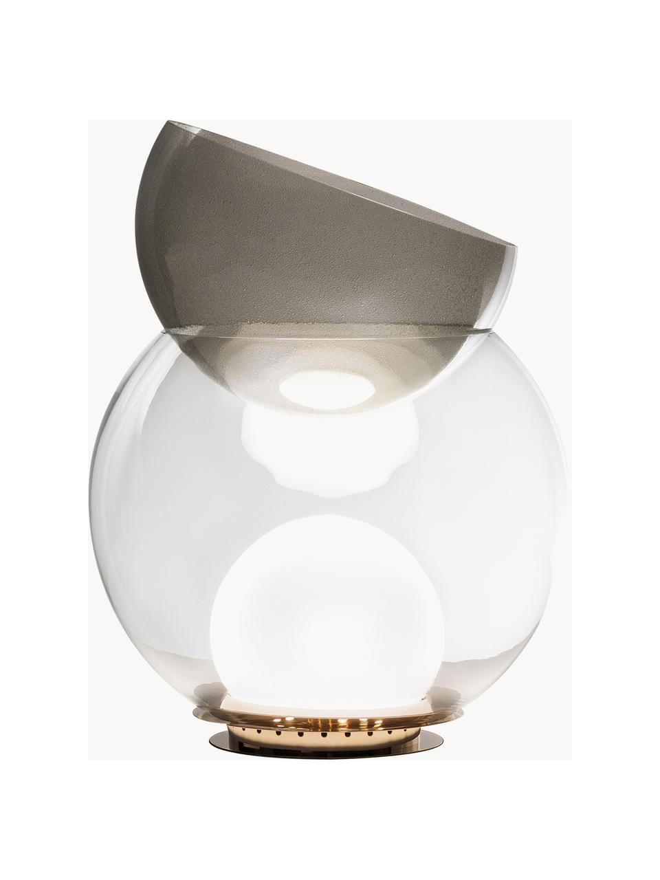 Handgefertigte Tischlampe Giova mit Vase, Transparent, Goldfarben, Ø 32 x H 37 cm