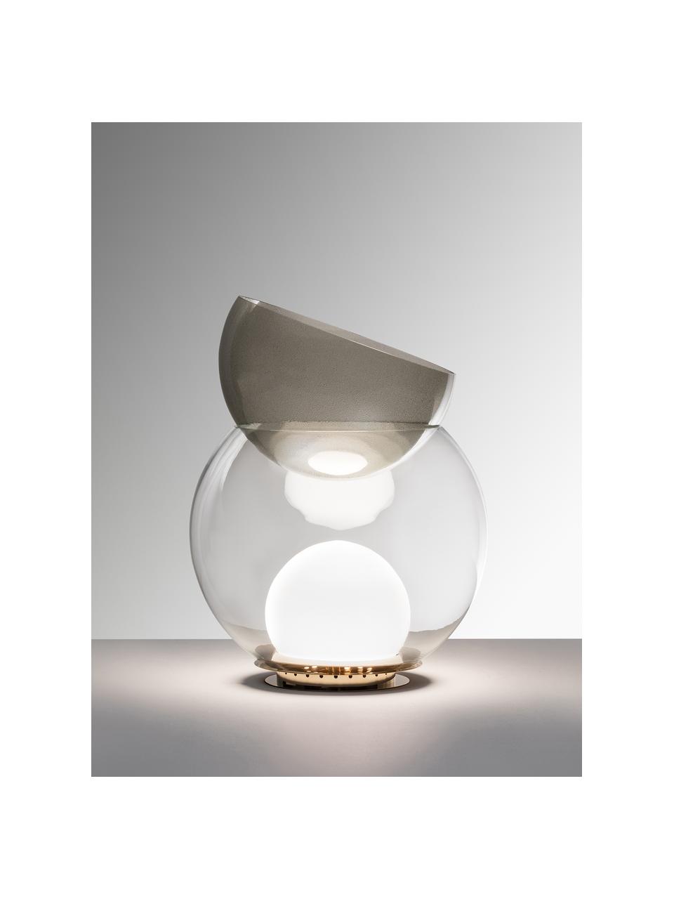 Handgefertigte Tischlampe Giova mit Vase, Transparent, Goldfarben, Ø 32 x H 37 cm