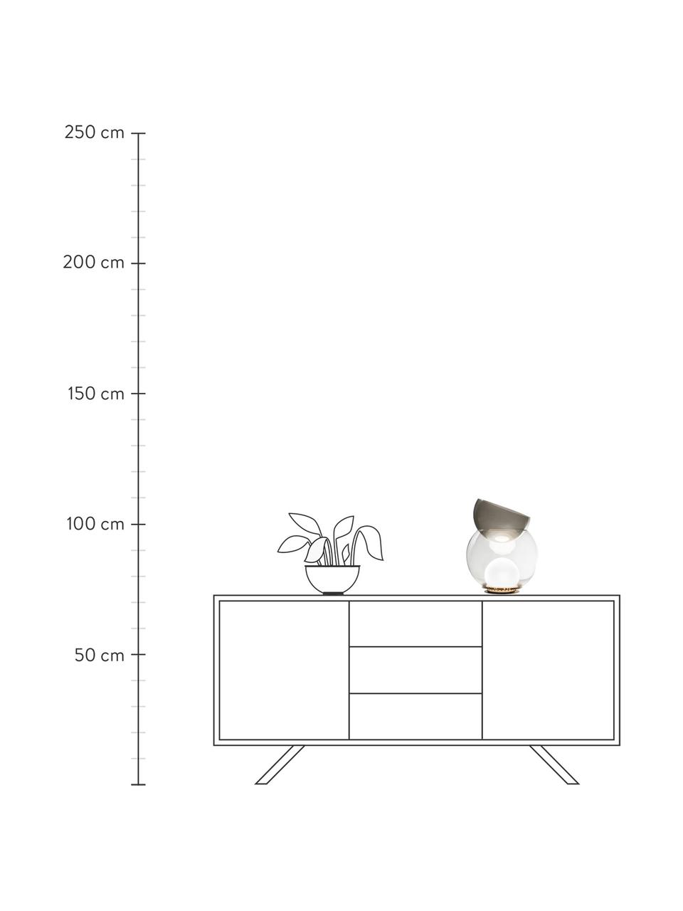 Lampada da tavolo fatta a mano con vaso Giova, Struttura: metallo zincato, Trasparente, dorato, Ø 32 x Alt. 37 cm