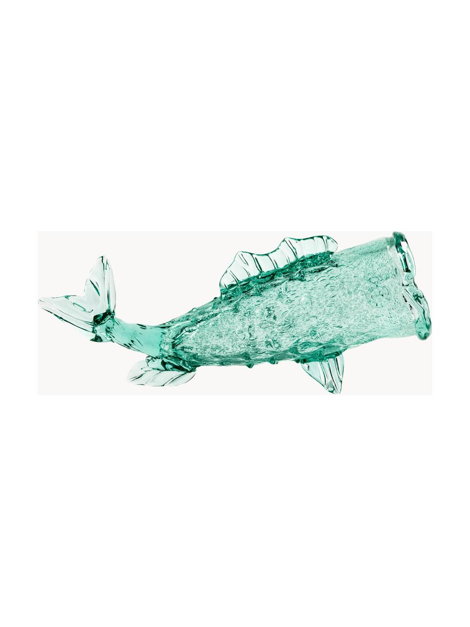 Contenitore in vetro soffiato Fish, Vetro soffiato, Verde menta trasparente, Larg. 48 x Alt. 20 cm