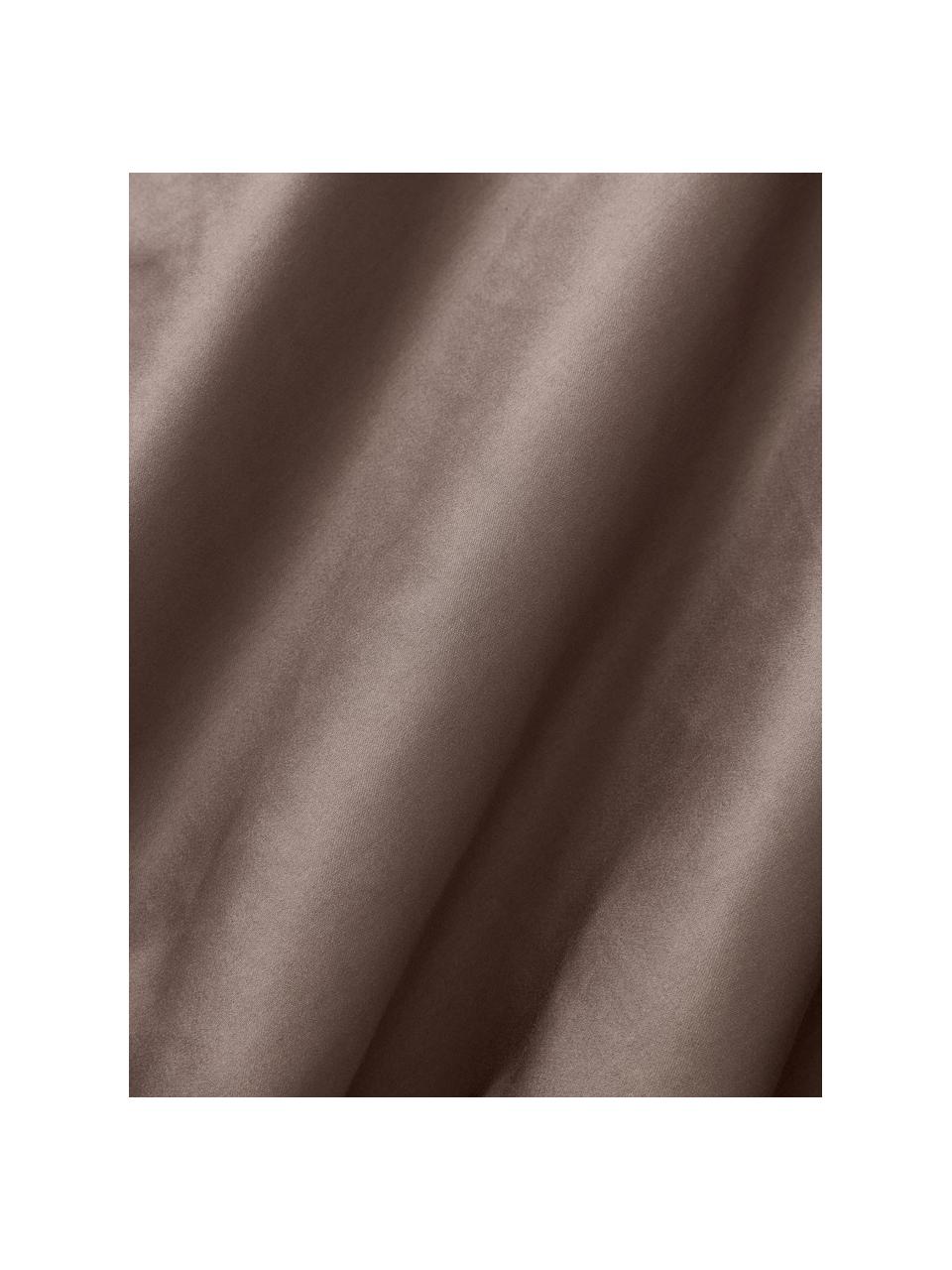 Sábana bajera cubrecolchón de satén Comfort, Marrón oscuro, Cama 90 cm (90 x 200 x 15 cm)