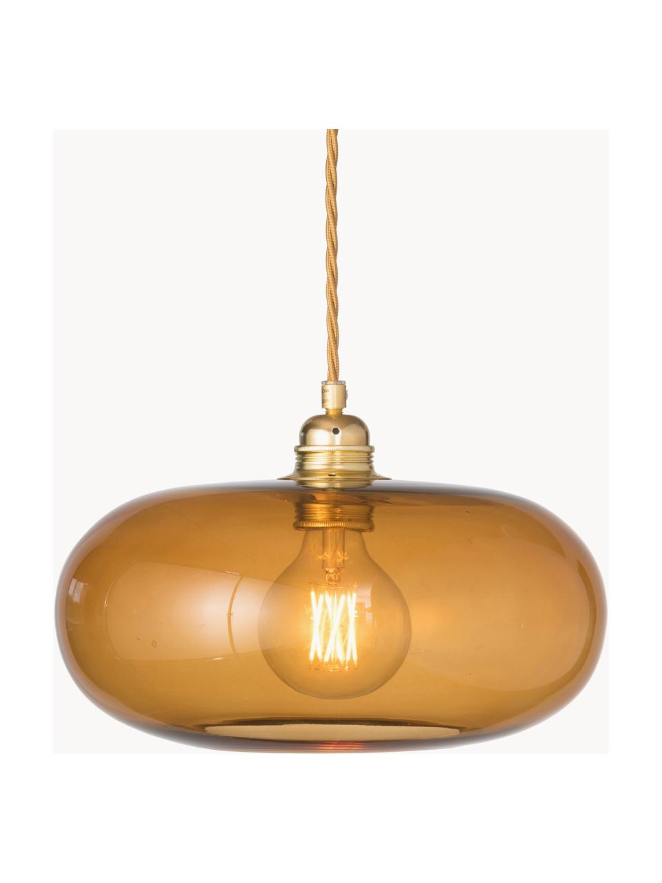 Lampa wisząca ze szkła dmuchanego Horizon, Stelaż: metal powlekany, Jasny brązowy, odcienie złotego, Ø 21 x W 14 cm
